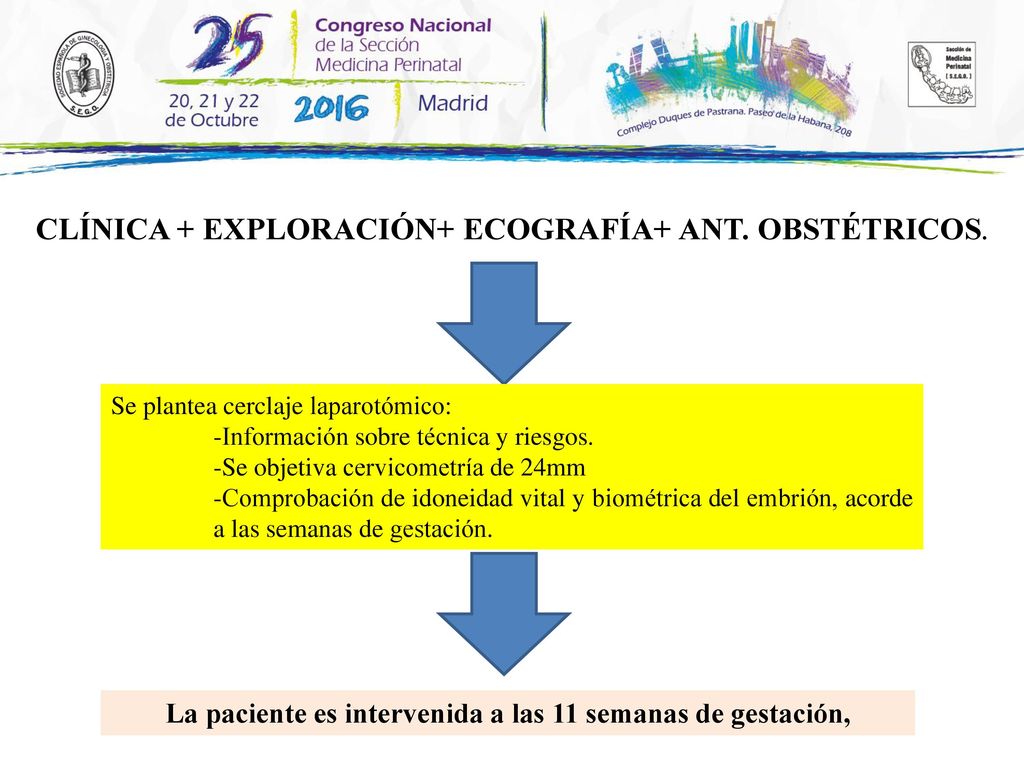 La paciente es intervenida a las 11 semanas de gestación,