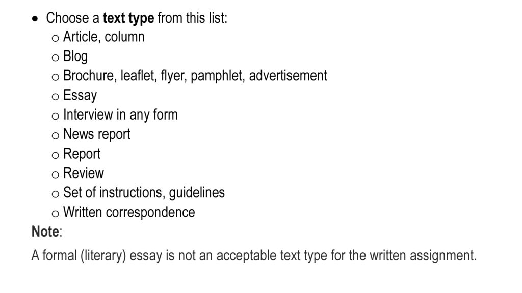 Choose a text type from this list: