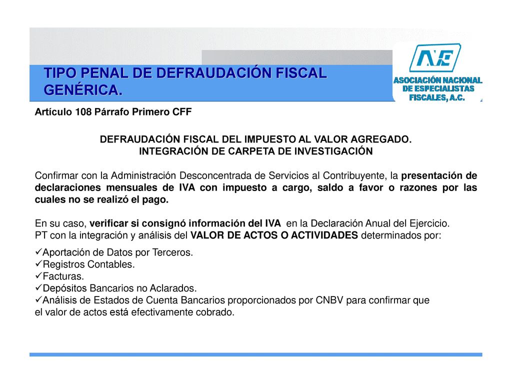 TIPO PENAL DE DEFRAUDACIÓN FISCAL GENÉRICA.