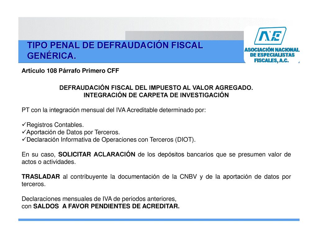 TIPO PENAL DE DEFRAUDACIÓN FISCAL GENÉRICA.
