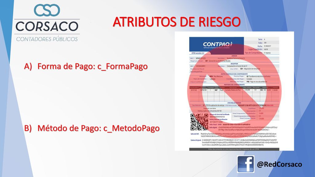 ATRIBUTOS DE RIESGO Forma de Pago: c_FormaPago