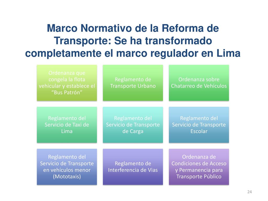 Marco Normativo de la Reforma de Transporte: Se ha transformado completamente el marco regulador en Lima