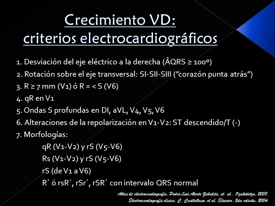 Crecimiento VD: criterios electrocardiográficos