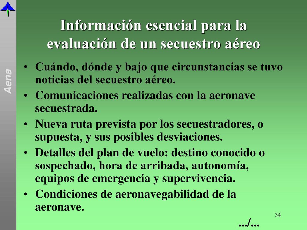 Información esencial para la evaluación de un secuestro aéreo