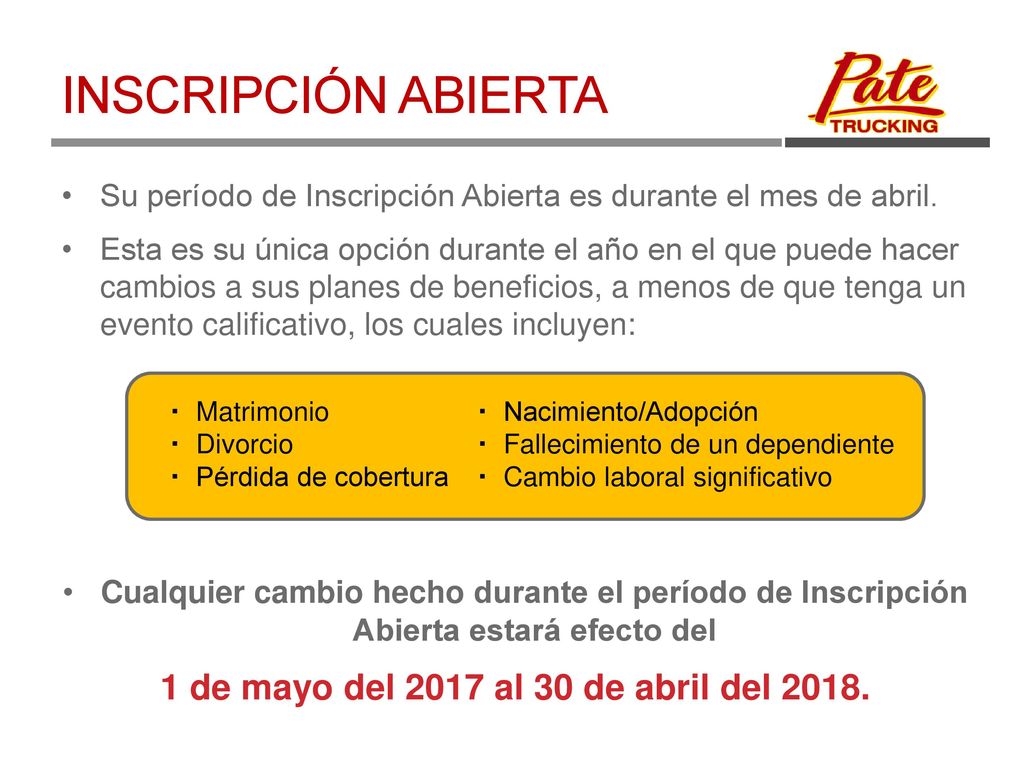 1 de mayo del 2017 al 30 de abril del 2018.