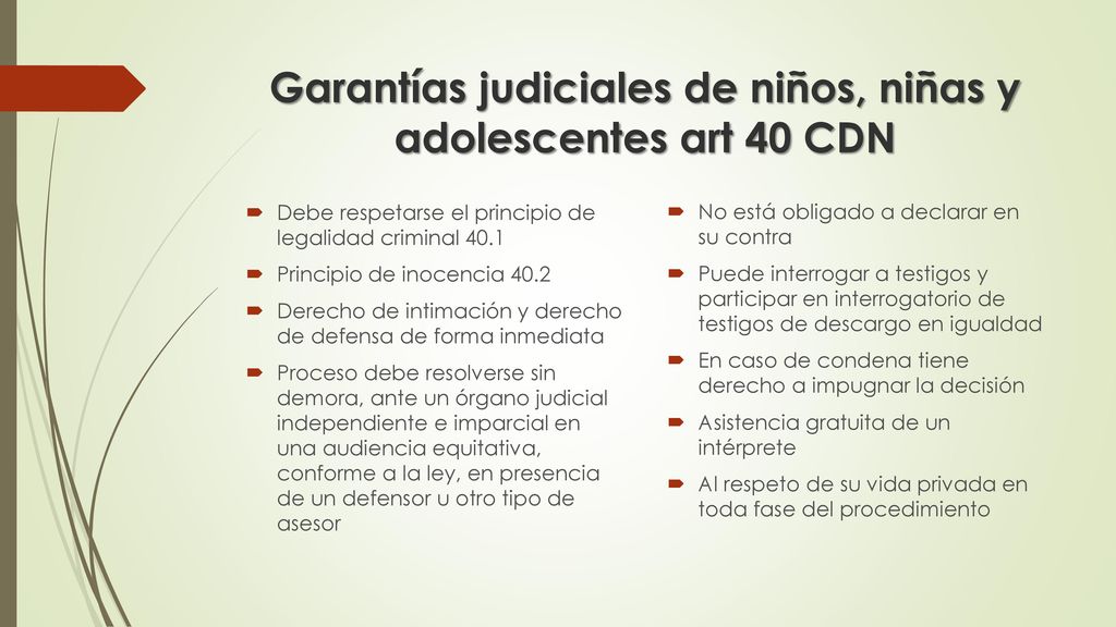 Garantías judiciales de niños, niñas y adolescentes art 40 CDN