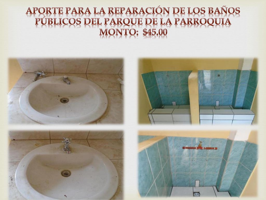 Aporte para la reparación de los baños públicos del parque de la parroquia