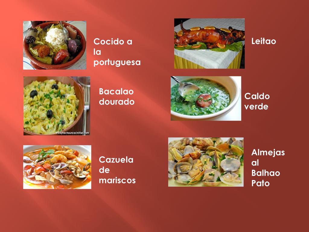 Cocido a la portuguesa Leitao. Bacalao dourado. Caldo verde.