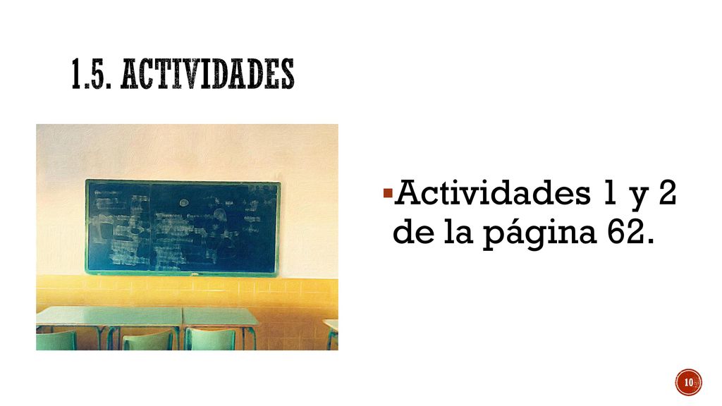 1.5. Actividades Actividades 1 y 2 de la página 62.