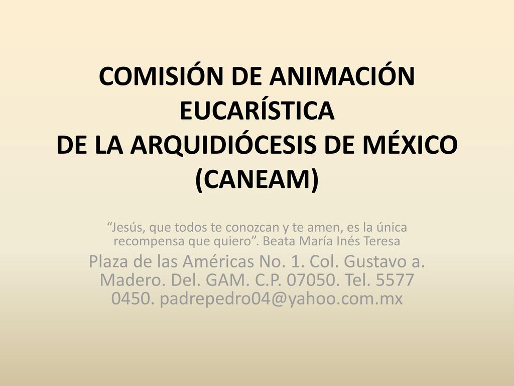 COMISIÓN DE ANIMACIÓN EUCARÍSTICA DE LA ARQUIDIÓCESIS DE MÉXICO (CANEAM)