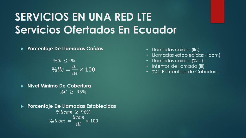 SERVICIOS EN UNA RED LTE Servicios Ofertados En Ecuador