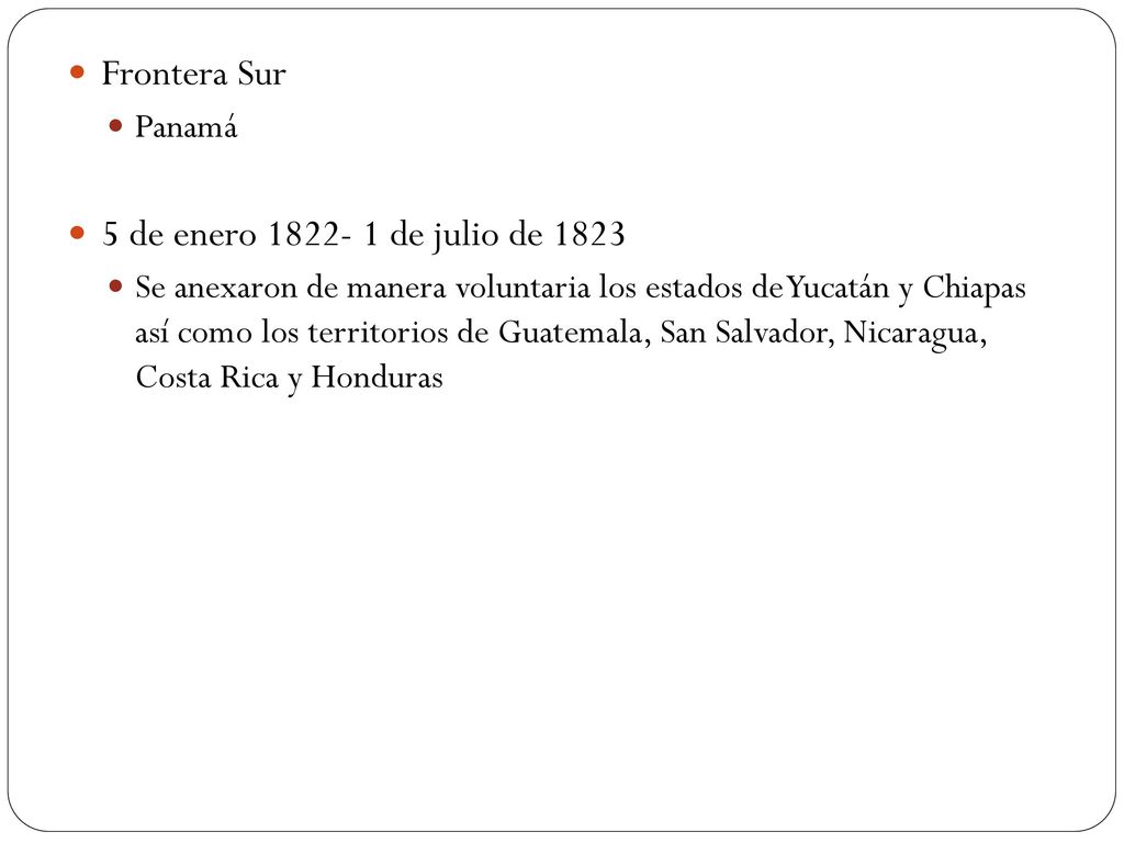 Frontera Sur 5 de enero de julio de 1823 Panamá