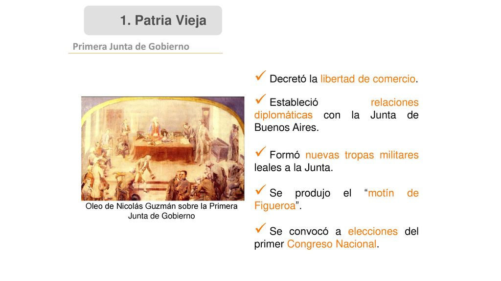 Oleo de Nicolás Guzmán sobre la Primera Junta de Gobierno