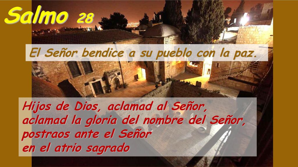 Salmo 28 El Señor bendice a su pueblo con la paz.