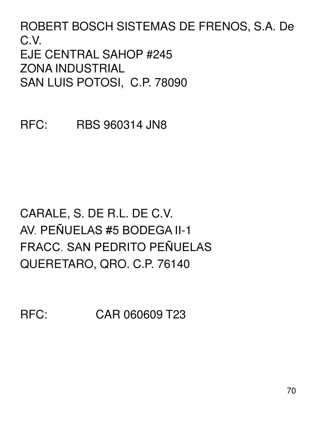 ROBERT BOSCH SISTEMAS DE FRENOS, S. A. De C. V