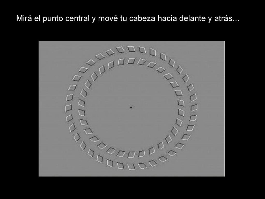 Mirá el punto central y mové tu cabeza hacia delante y atrás…