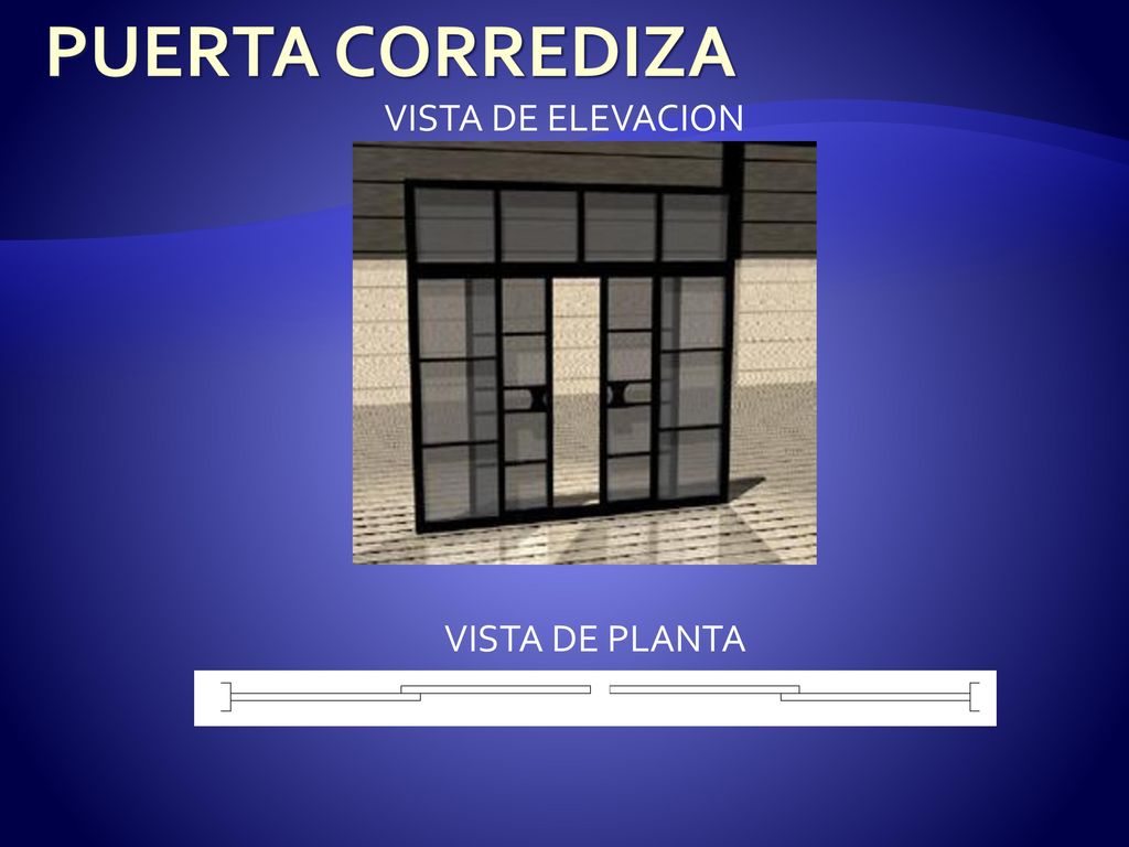 PUERTA CORREDIZA VISTA DE ELEVACION VISTA DE PLANTA
