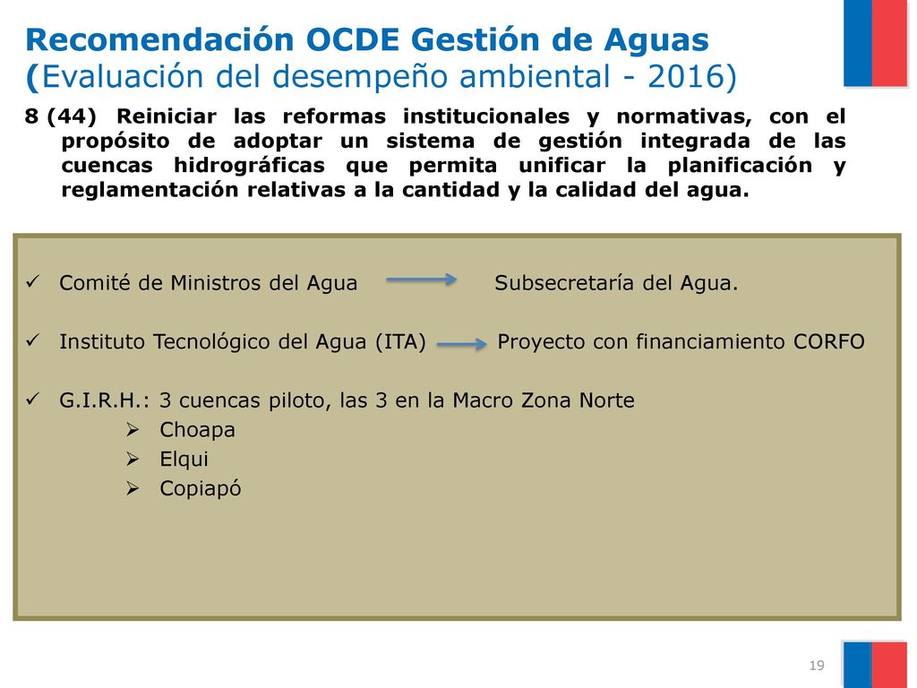Recomendación OCDE Gestión de Aguas (Evaluación del desempeño ambiental )