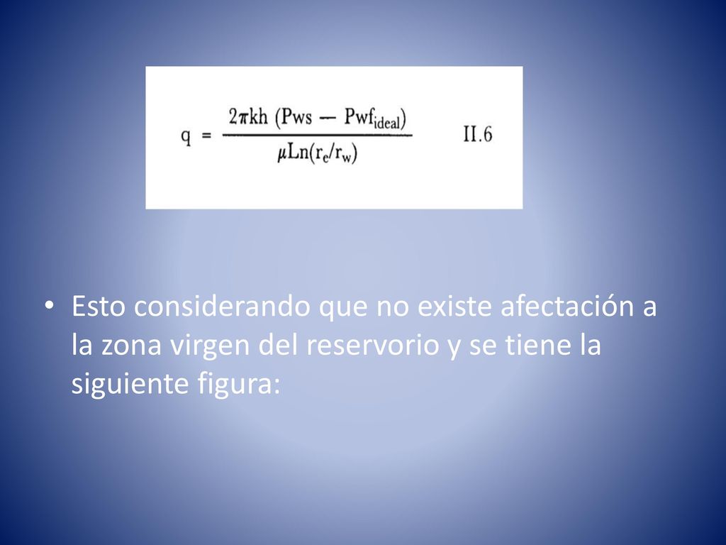 Esto considerando que no existe afectación a la zona virgen del reservorio y se tiene la siguiente figura: