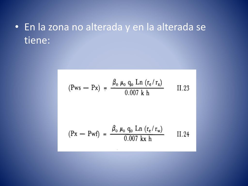 En la zona no alterada y en la alterada se tiene: