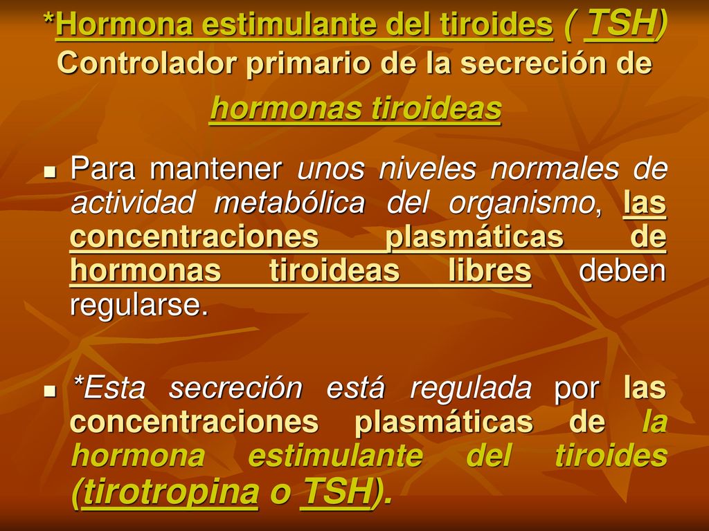 *Hormona estimulante del tiroides ( TSH) Controlador primario de la secreción de hormonas tiroideas