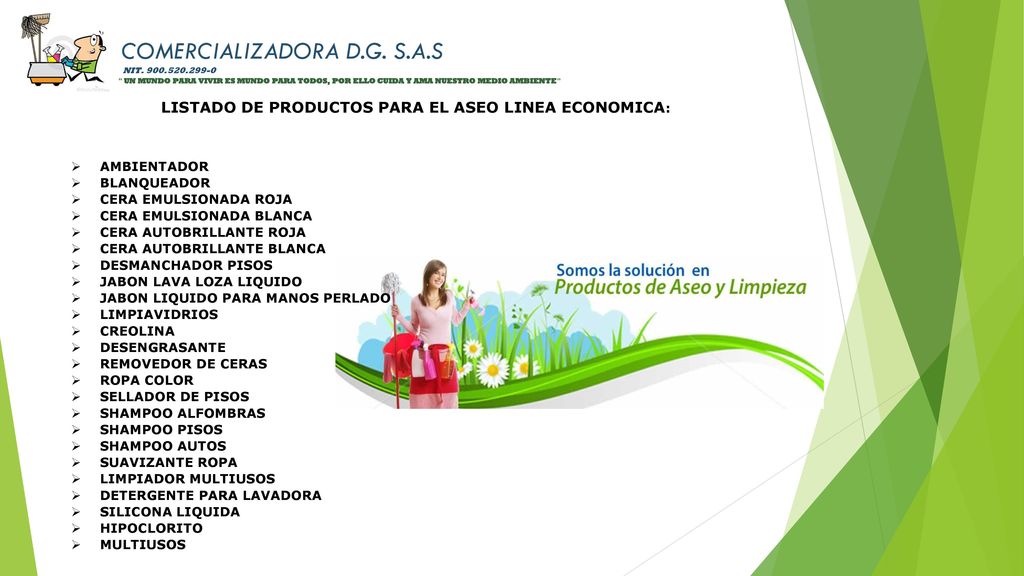 LISTADO DE PRODUCTOS PARA EL ASEO LINEA ECONOMICA: