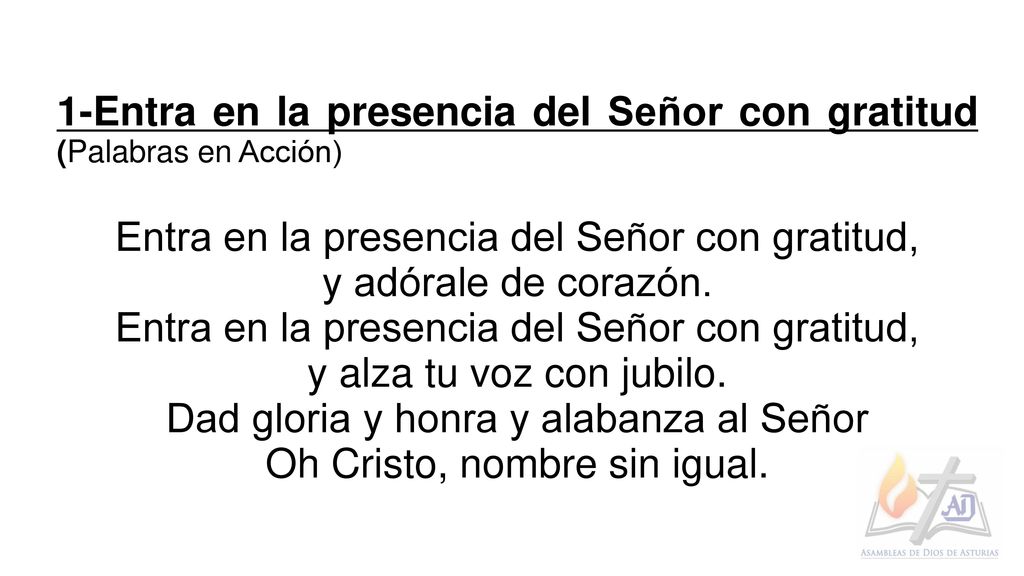 1-Entra en la presencia del Señor con gratitud (Palabras en Acción)
