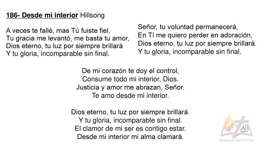 186- Desde mi interior Hillsong A veces te fallé, mas Tú fuiste fiel,
