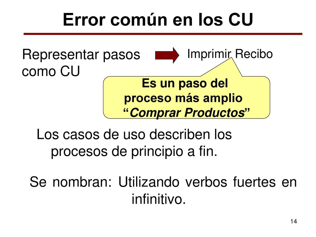 Los casos de uso describen los procesos de principio a fin.
