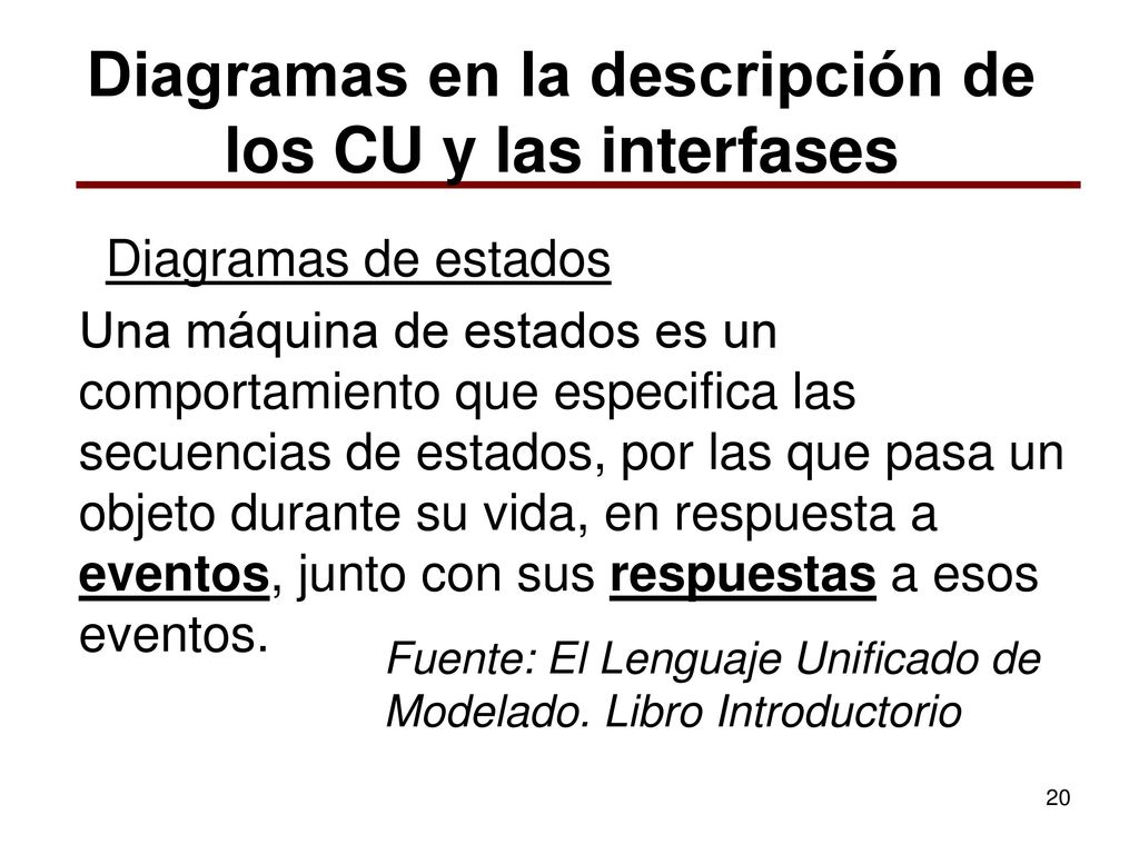 Diagramas en la descripción de los CU y las interfases