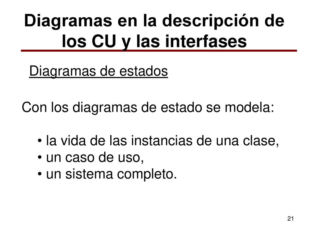 Diagramas en la descripción de los CU y las interfases