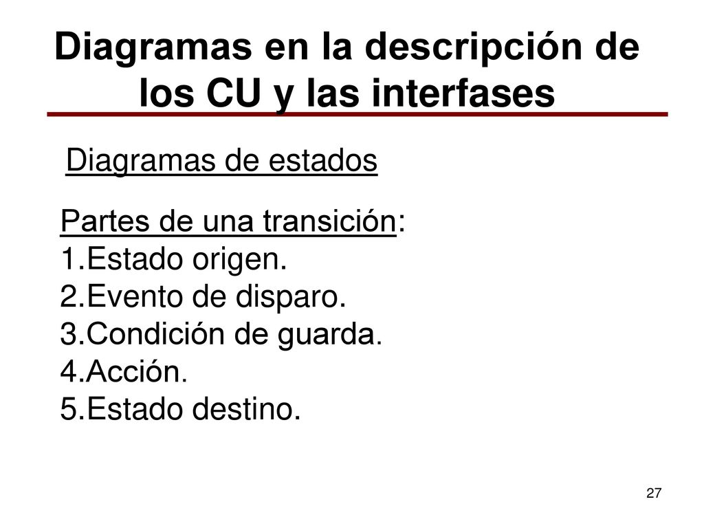 Diagramas en la descripción de los CU y las interfases