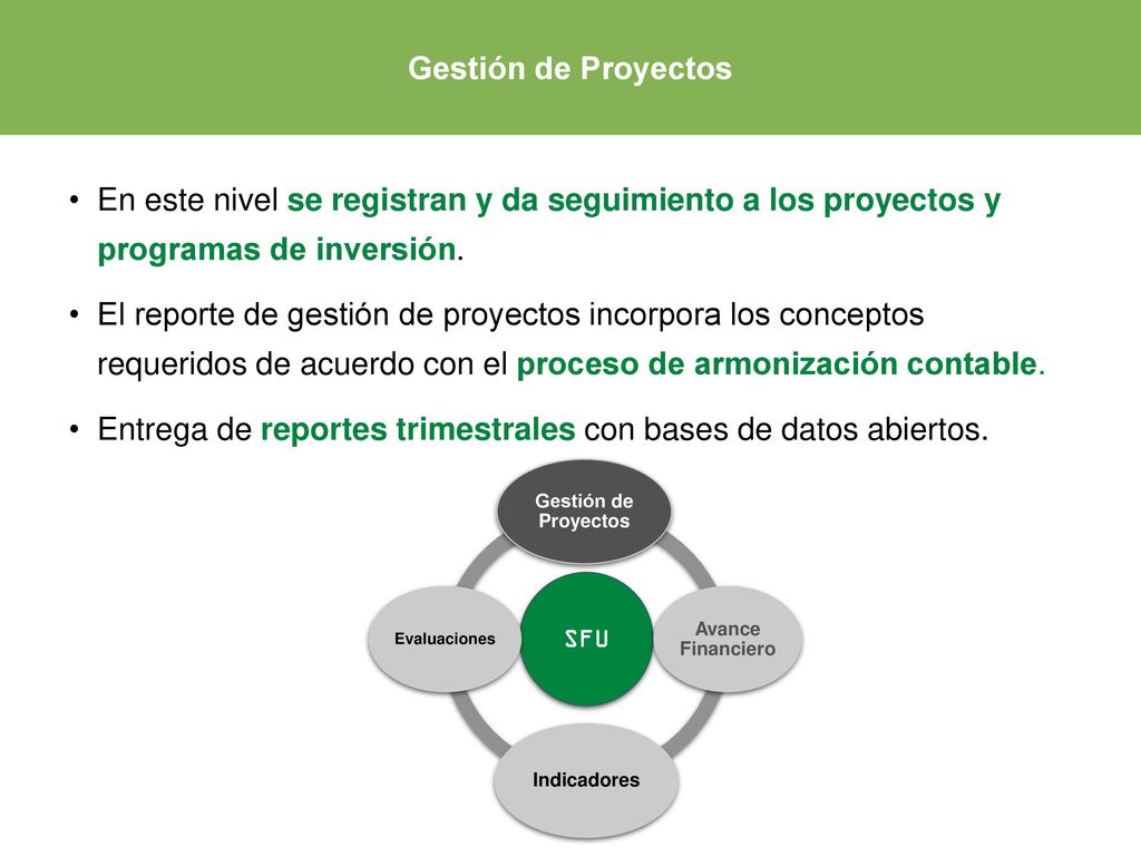 Entrega de reportes trimestrales con bases de datos abiertos.