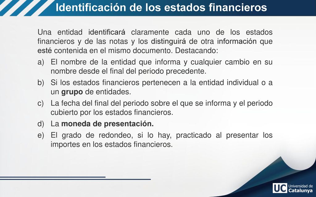 Identificación de los estados financieros