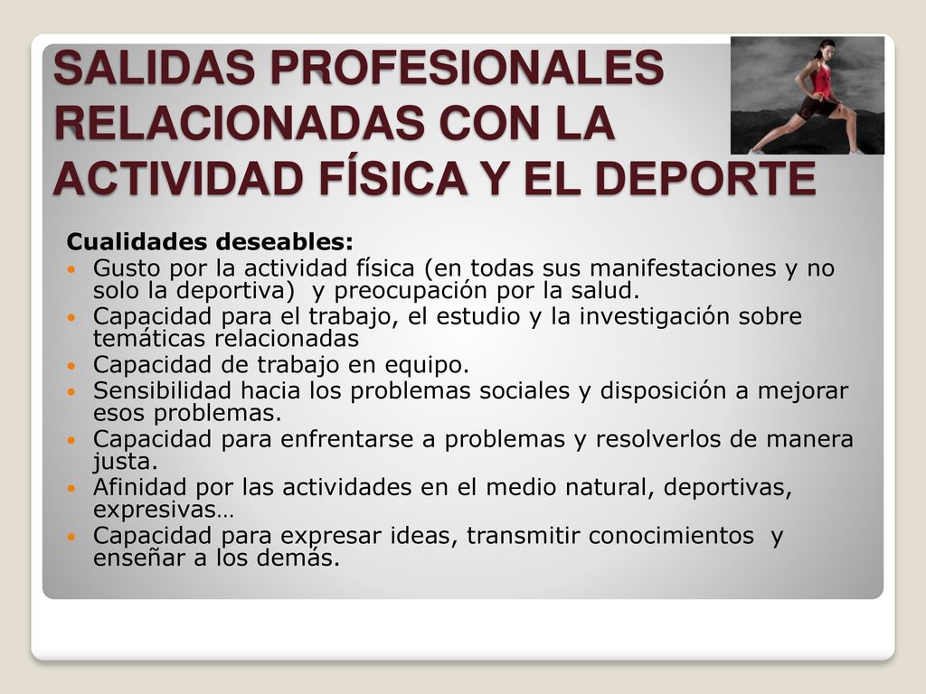 SALIDAS PROFESIONALES RELACIONADAS CON LA ACTIVIDAD FÍSICA Y EL DEPORTE