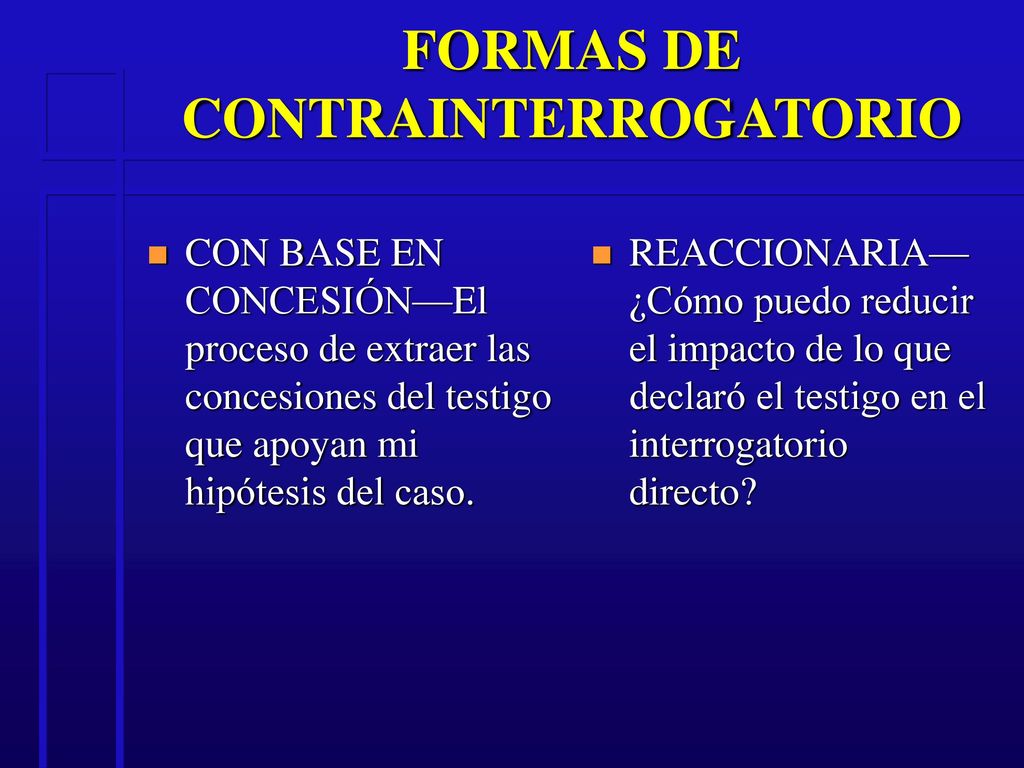 FORMAS DE CONTRAINTERROGATORIO