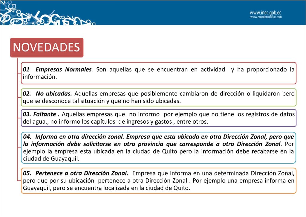 NOVEDADES 01 Empresas Normales. Son aquellas que se encuentran en actividad y ha proporcionado la información.