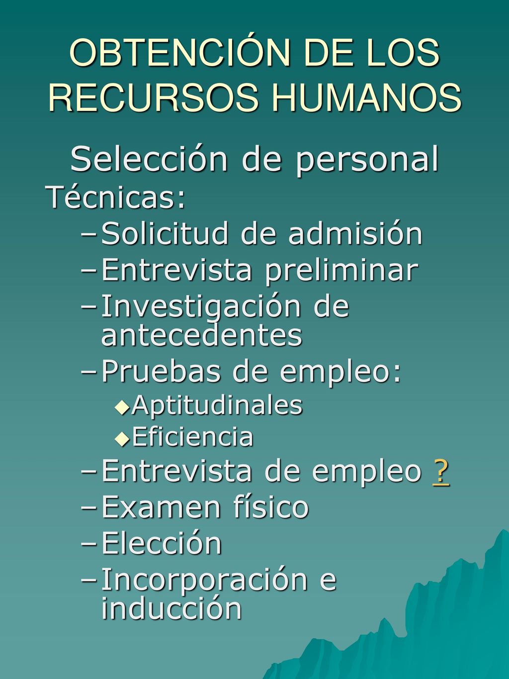 OBTENCIÓN DE LOS RECURSOS HUMANOS