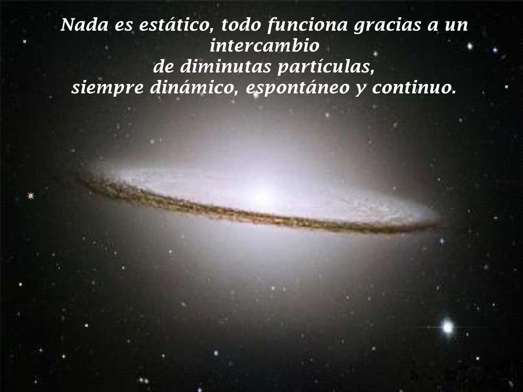 Nada es estático, todo funciona gracias a un intercambio de diminutas partículas, siempre dinámico, espontáneo y continuo.