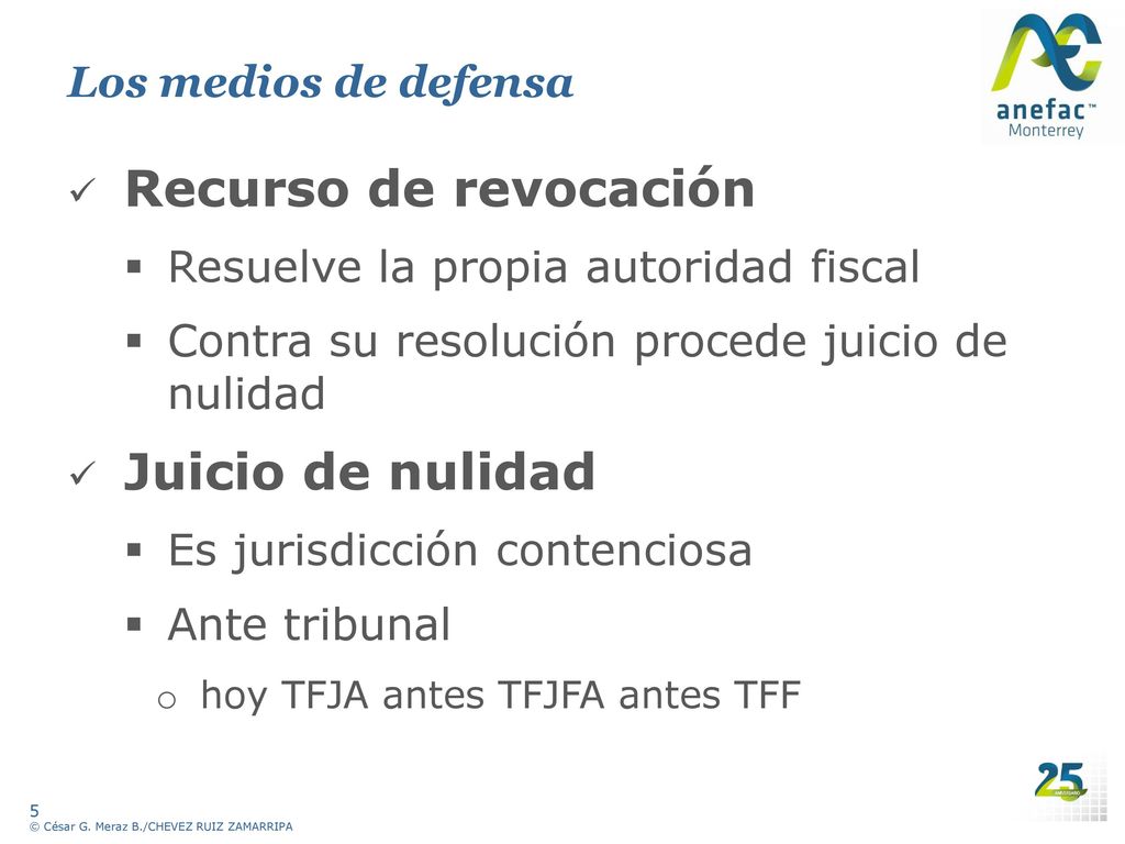 Recurso de revocación Juicio de nulidad Los medios de defensa