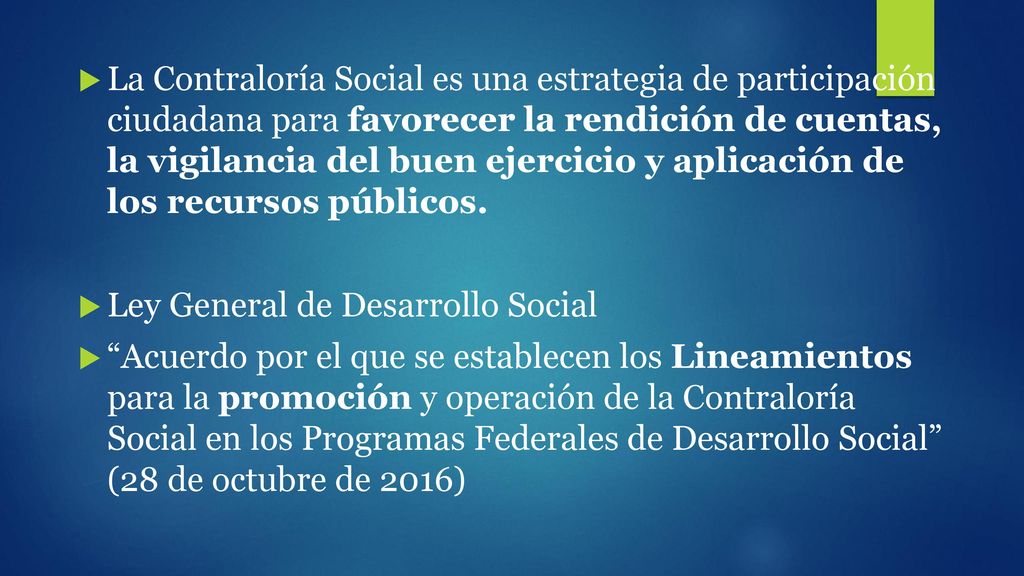 La Contraloría Social es una estrategia de participación ciudadana para favorecer la rendición de cuentas, la vigilancia del buen ejercicio y aplicación de los recursos públicos.