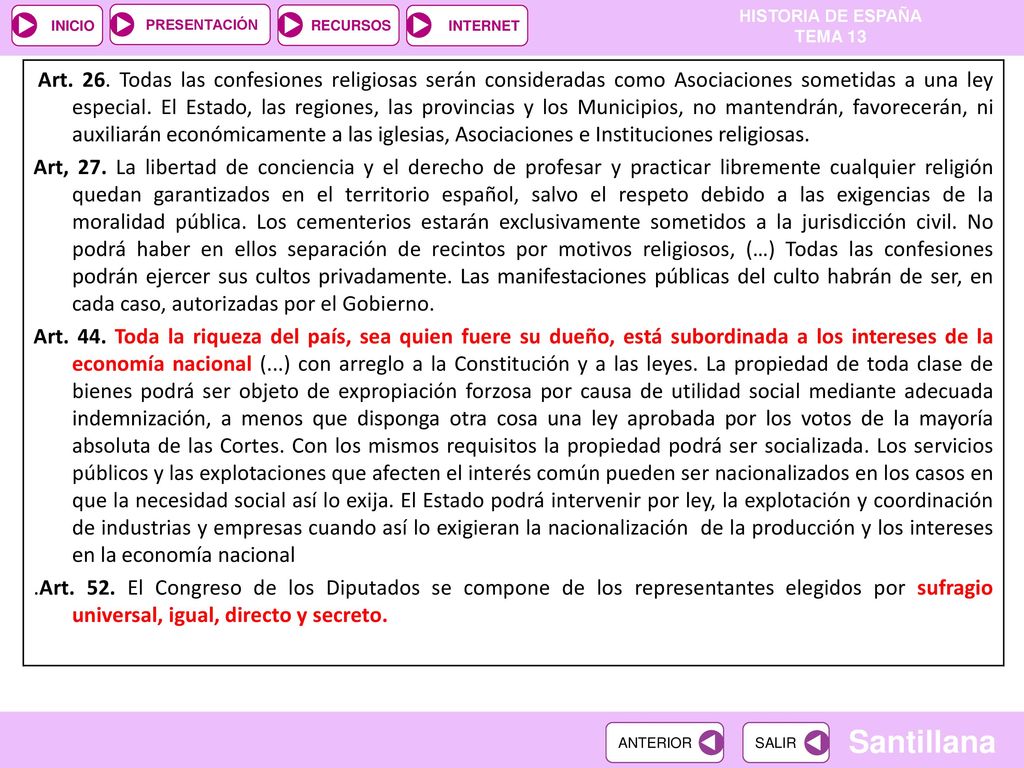 Art. 26. Todas las confesiones religiosas serán consideradas como Asociaciones sometidas a una ley especial. El Estado, las regiones, las provincias y los Municipios, no mantendrán, favorecerán, ni auxiliarán económicamente a las iglesias, Asociaciones e Instituciones religiosas.