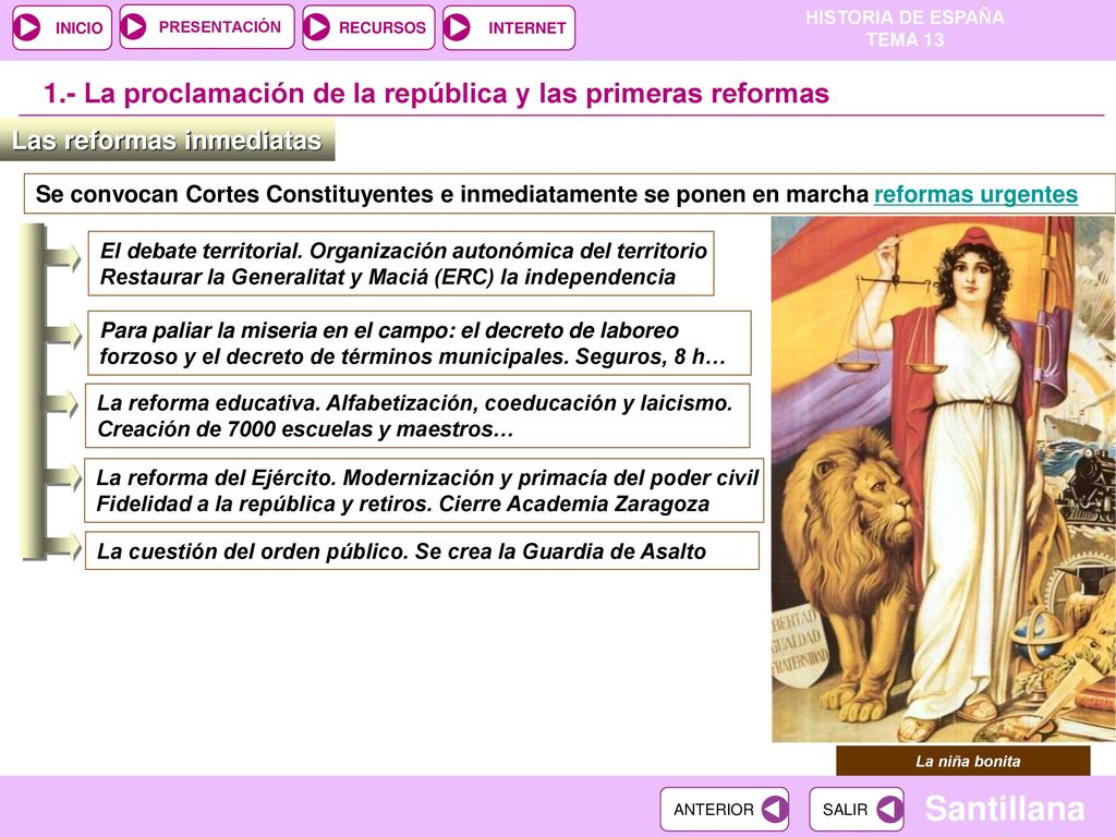 1.- La proclamación de la república y las primeras reformas