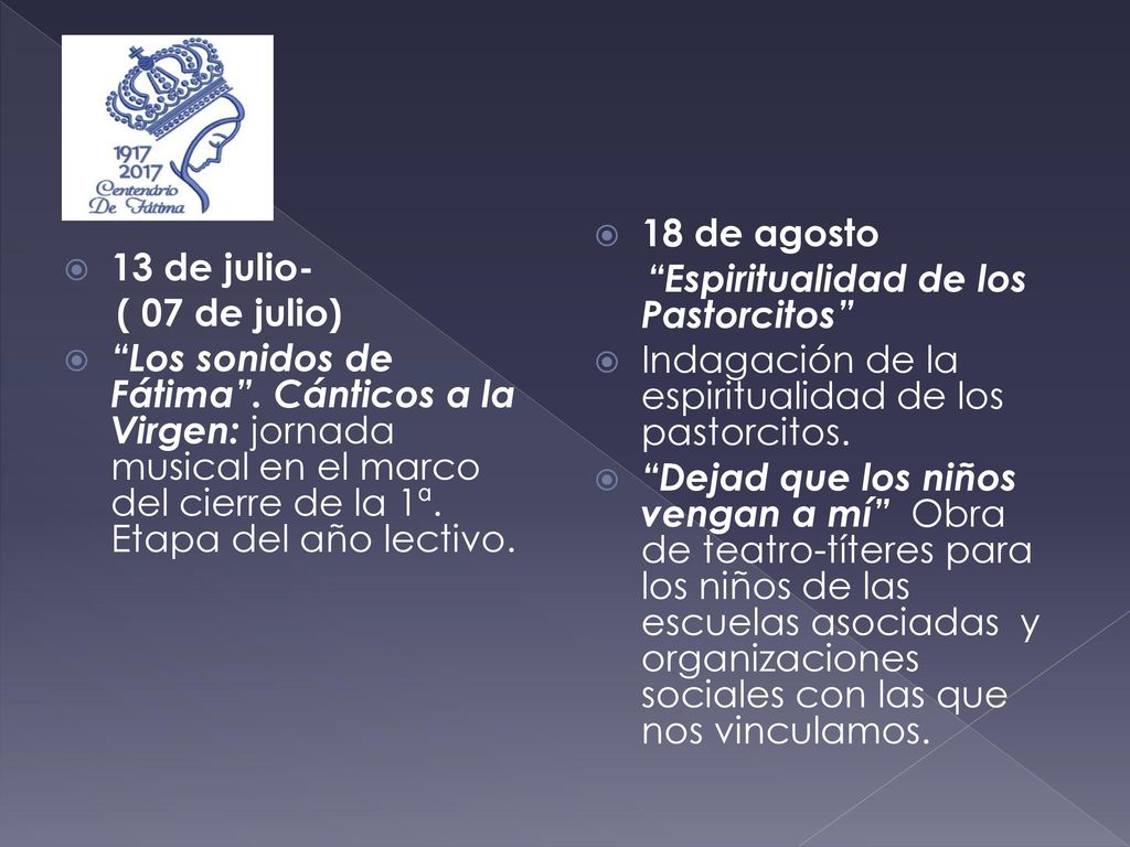 18 de agosto Espiritualidad de los Pastorcitos Indagación de la espiritualidad de los pastorcitos.