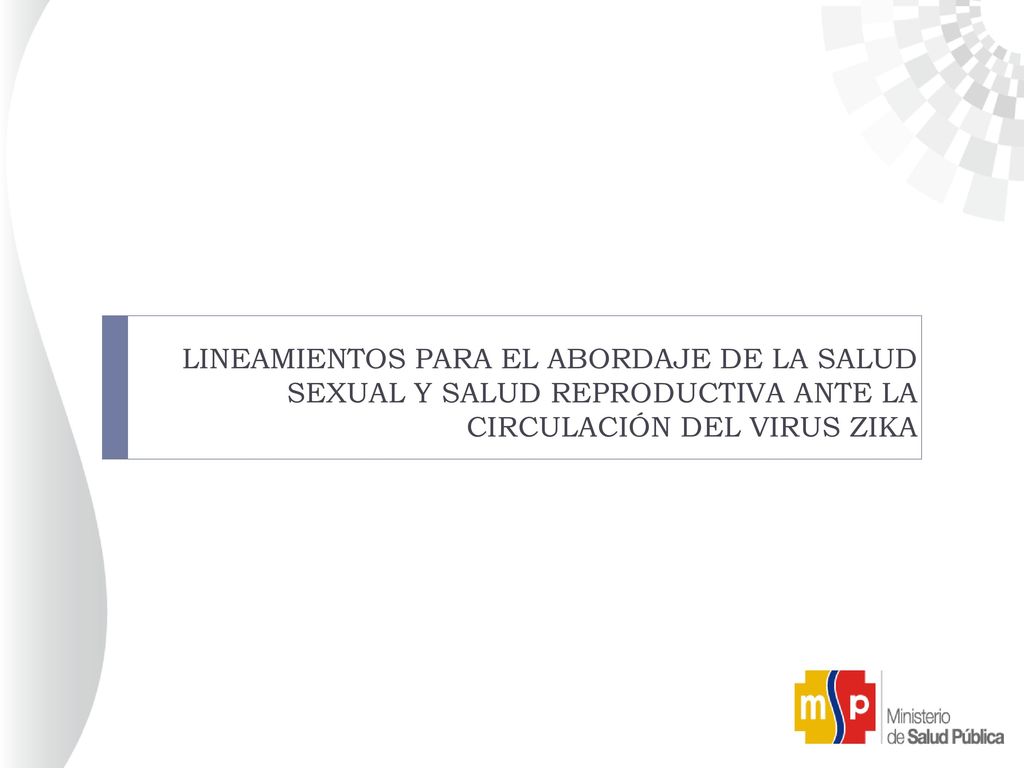 LINEAMIENTOS PARA EL ABORDAJE DE LA SALUD SEXUAL Y SALUD REPRODUCTIVA ANTE LA CIRCULACIÓN DEL VIRUS ZIKA