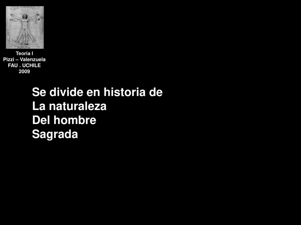 Se divide en historia de La naturaleza Del hombre Sagrada