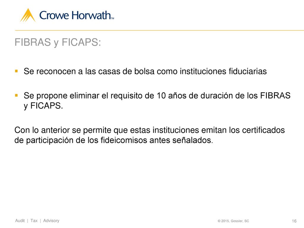 FIBRAS y FICAPS: Se reconocen a las casas de bolsa como instituciones fiduciarias