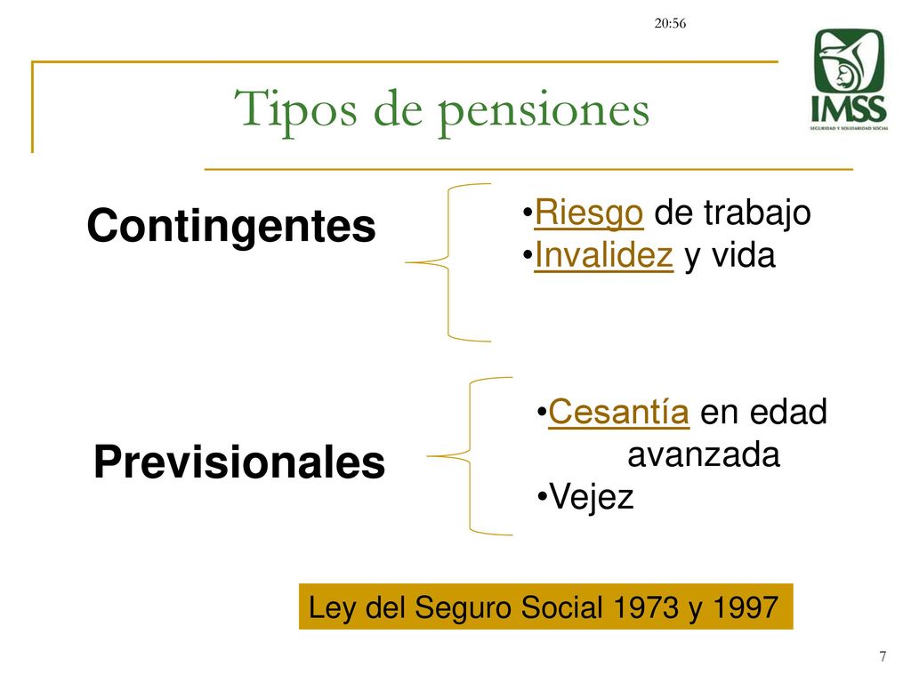 Tipos de pensiones Contingentes Previsionales Riesgo de trabajo