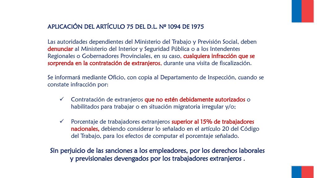APLICACIÓN DEL ARTÍCULO 75 DEL D.L. Nº 1094 DE 1975