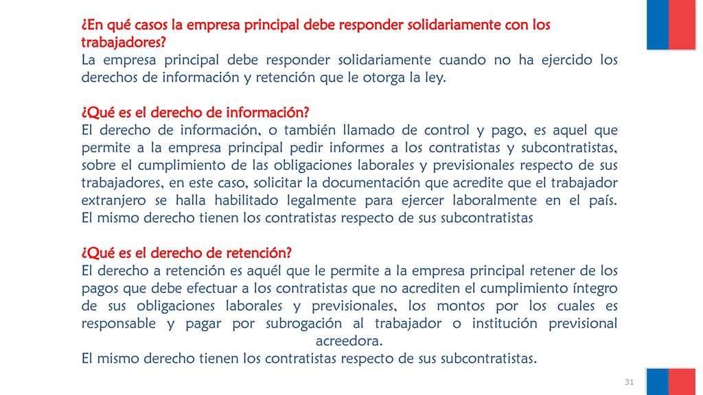 ¿En qué casos la empresa principal debe responder solidariamente con los trabajadores